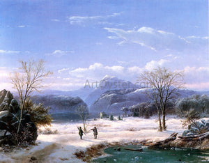  Louis Remy Mignot Hunters in a Winter Landscape - Art Print