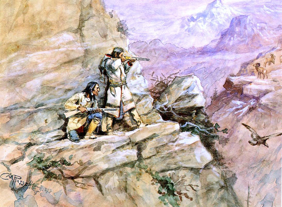  Charles Marion Russell Hunting Big Horn Sheep - Art Print