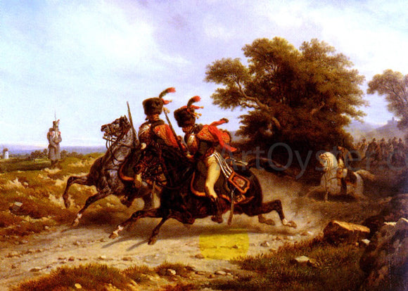  Hippolyte Bellange Hussards Escortant Napoleon - Art Print