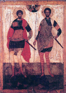  Unknown Painters Masters Icon of St Theodore Stratilates and St Theodore Tyron - Art Print