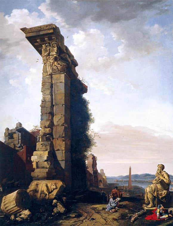  Bartholomeus Breenbergh Idealised View with Roman Ruins, Sculptures, and a Port - Art Print