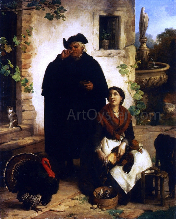  Angelo Inganni Il Parroco e la Perpetua - Art Print