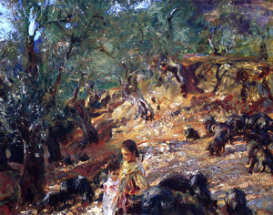  John Singer Sargent Ilex Wood at Majorca with Blue Pigs - Art Print