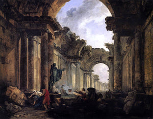  Hubert Robert Imaginary View of the Grande Galerie in the Louvre in Ruins - Art Print