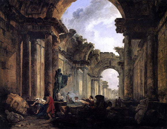  Hubert Robert Imaginary View of the Grande Galerie in the Louvre in Ruins - Art Print