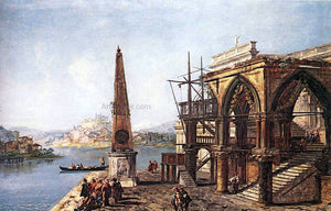  Michele Marieschi Imaginative View with Obelisk - Art Print