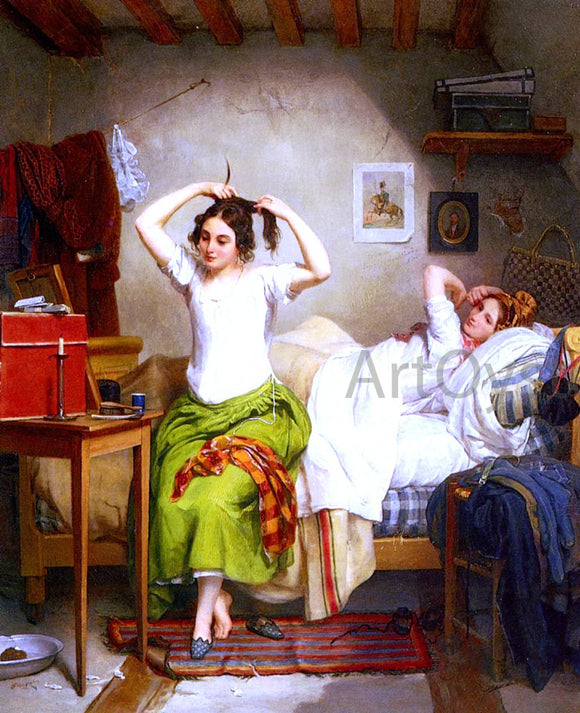  Jean Augustin Franquelin In The Bedroom - Art Print