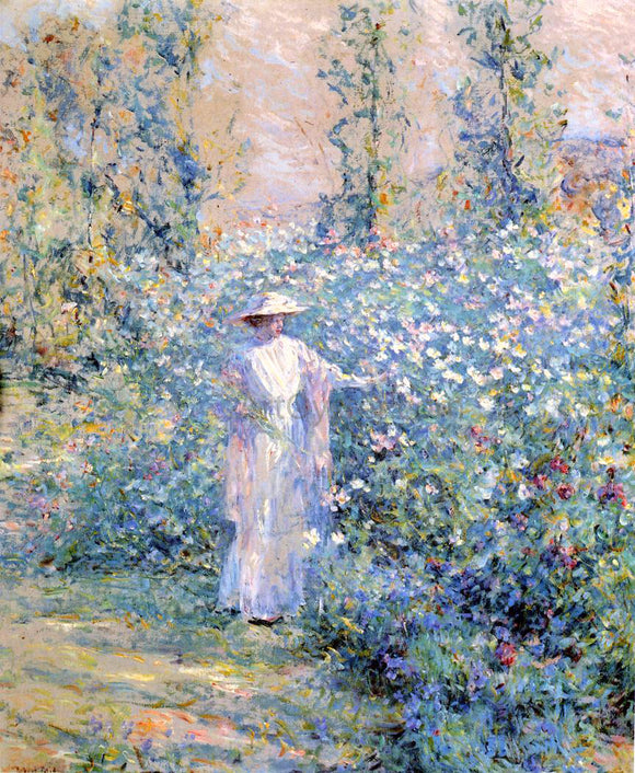  Robert Lewis Reid In the Flower Garden - Art Print