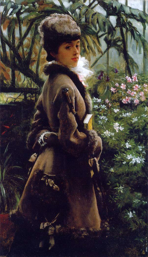  James Tissot In the Greenhouse - Art Print