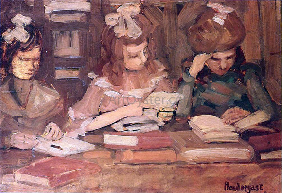  Maurice Prendergast In the Library (also known as Three School Girls) - Art Print