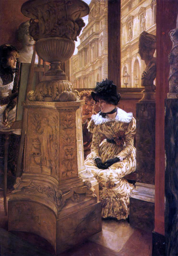  James Tissot In the Louvre - Art Print