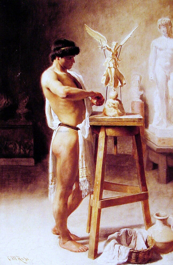  Christian Meyer Ross In the Sculptor's Studio - Art Print