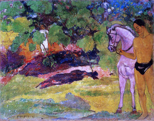  Paul Gauguin In the Vanilla Grove, Man and Horse (also known as The Rendezvous) - Art Print