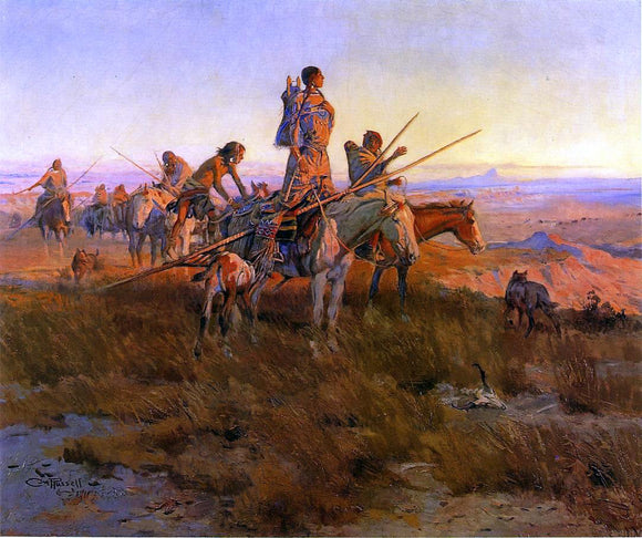  Charles Marion Russell In the Wake of the Buffalo Hunters - Art Print