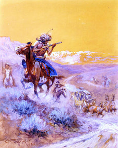  Charles Marion Russell Indian Attack - Art Print