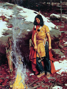  William Gilbert Gaul Indian by the Campfire - Art Print