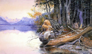  Charles Marion Russell An Indian Camp - Lake McDonald - Art Print