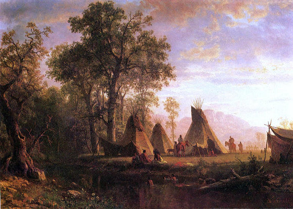 Albert Bierstadt Indian Encampment, Late Afternoon - Art Print