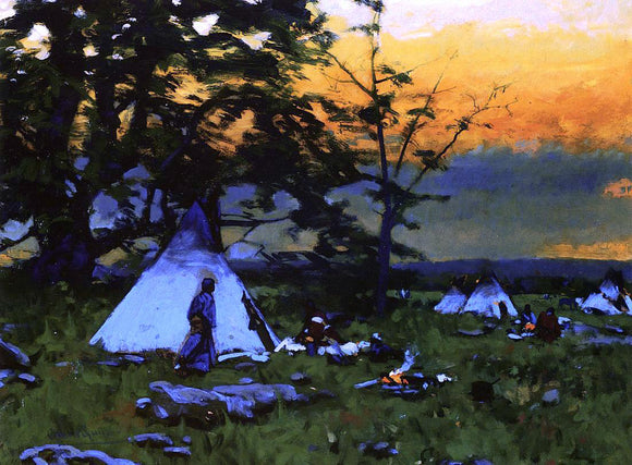  William Gilbert Gaul Indian Encampment, Montana - Art Print