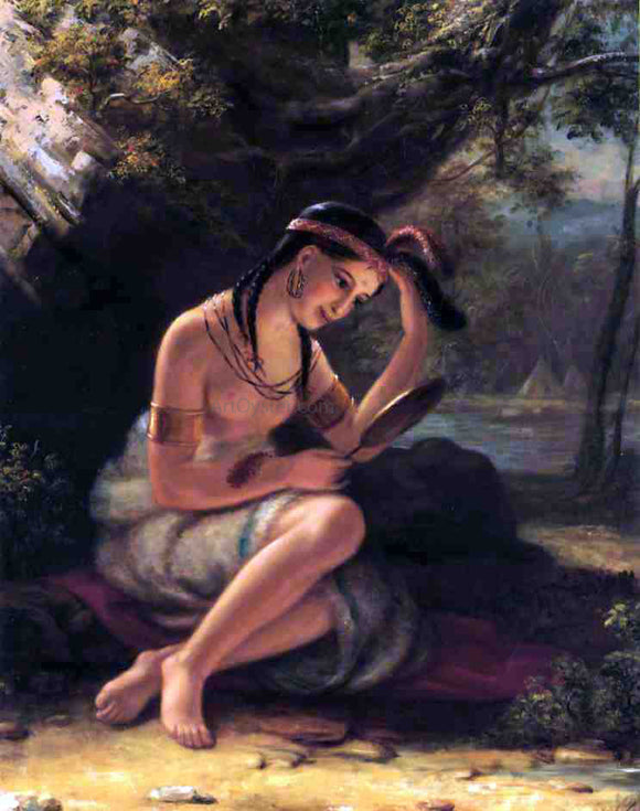  Charles Bird King Indian Girl at Her Toilett - Art Print