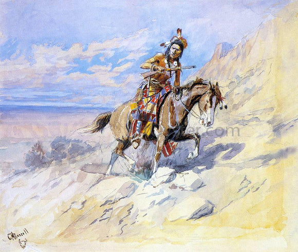  Charles Marion Russell Indian on Horseback - Art Print