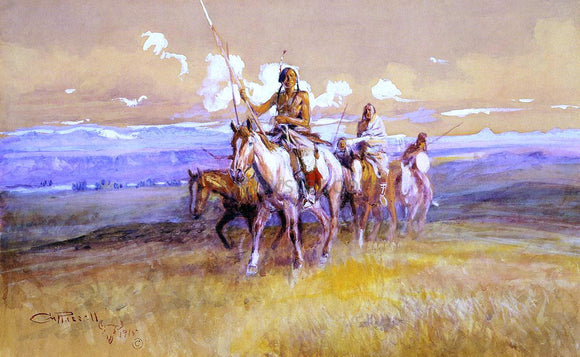  Charles Marion Russell Indian Party - Art Print