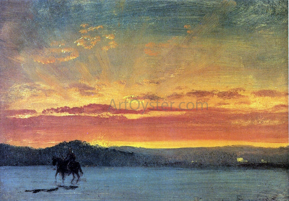  Albert Bierstadt Indian Rider at Sunset - Art Print