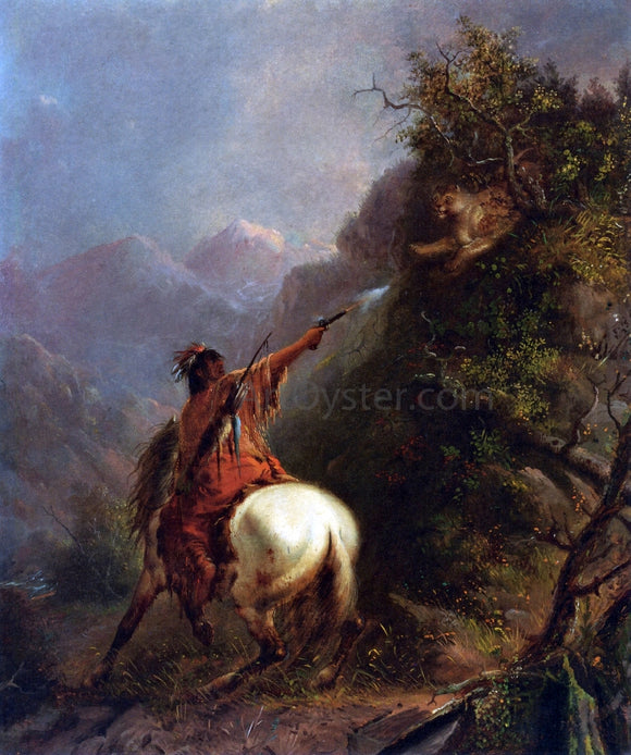  Alfred Jacob Miller Indian Shooting a Cougar - Art Print
