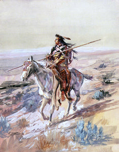  Charles Marion Russell Indian with Spear - Art Print