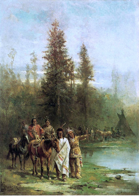  Paul Frenzeny Indians by a River Bank - Art Print