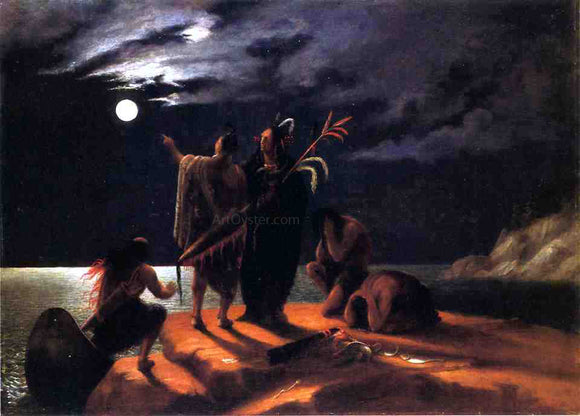  William Rimmer Indians Experiencing a Lunar Eclipse - Art Print