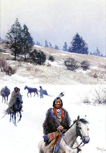  Henry F Farney Indians in Winter - Moving Camp - Art Print