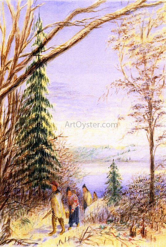  Juan Buckingham Wandesforde Indians Walking Along a Winter Path - Art Print