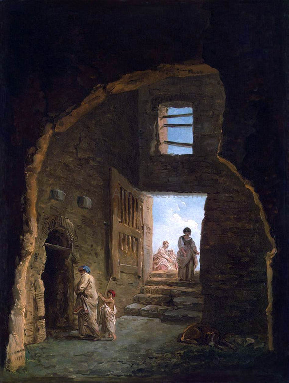  Hubert Robert Inhabited Ruins - Art Print