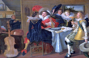  Dirck Hals Interieur mit frohlicher Tischgesellschaft - Art Print