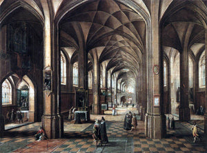  The Younger Hendrick Van  Steenwyck Interior of a Church with a Family in the Foreground - Art Print