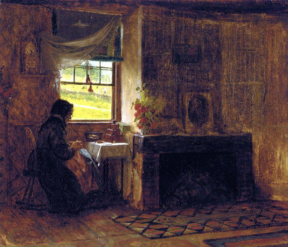  Eastman Johnson Interior of a Farm House in Maine - Art Print