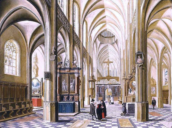  Bartholomeus Van Bassen Interior of a Gothic Cathedral - Art Print