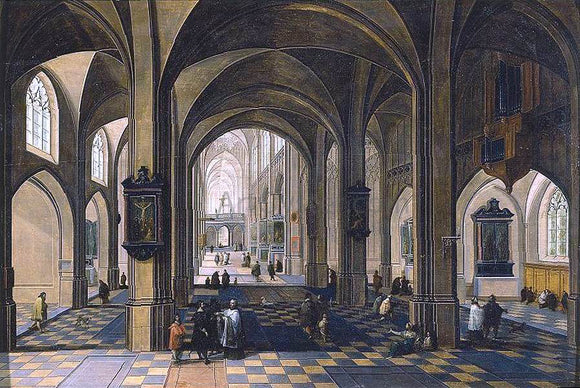  The Elder Peeter Neeffs Interior of a Gothic Cathedral - Art Print