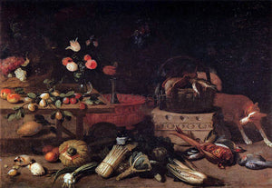  Jan Van I Kessel Interior of a Kitchen with a Dog - Art Print