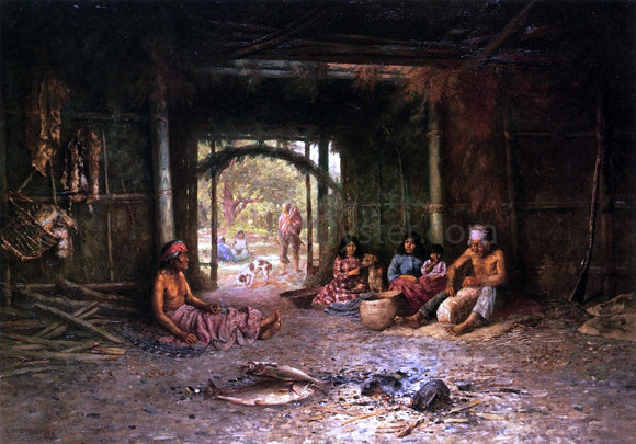  Henry Raschen Interior of a Pomo Dwelling - Art Print