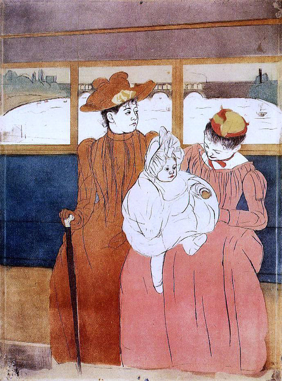  Mary Cassatt Interior of a Tramway Passing a Bridge - Art Print