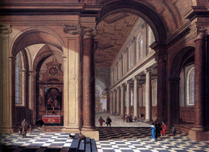  Gerard Houckgeest Interior of an Imaginary Catholic Church in Classical Style - Art Print