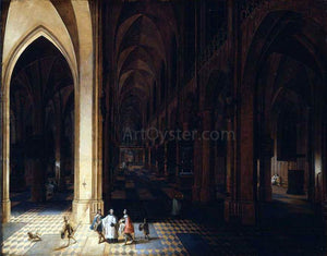  The Elder Peeter Neeffs Interior of Antwerp Cathedral at Night - Art Print