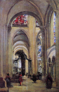  Jean-Baptiste-Camille Corot Interior of Sens Cathedral - Art Print