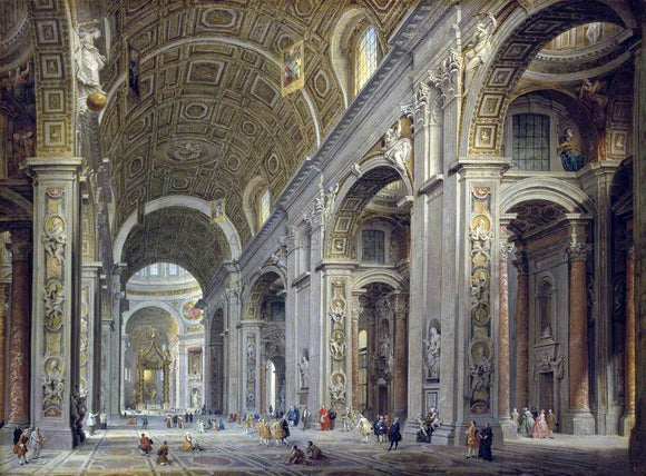  Giovanni Paolo Pannini Interior of St Peter's in Rome - Art Print