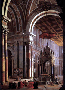  Pietro Francesco Garola Interior of the Basilica of San Paolo in Rome - Art Print