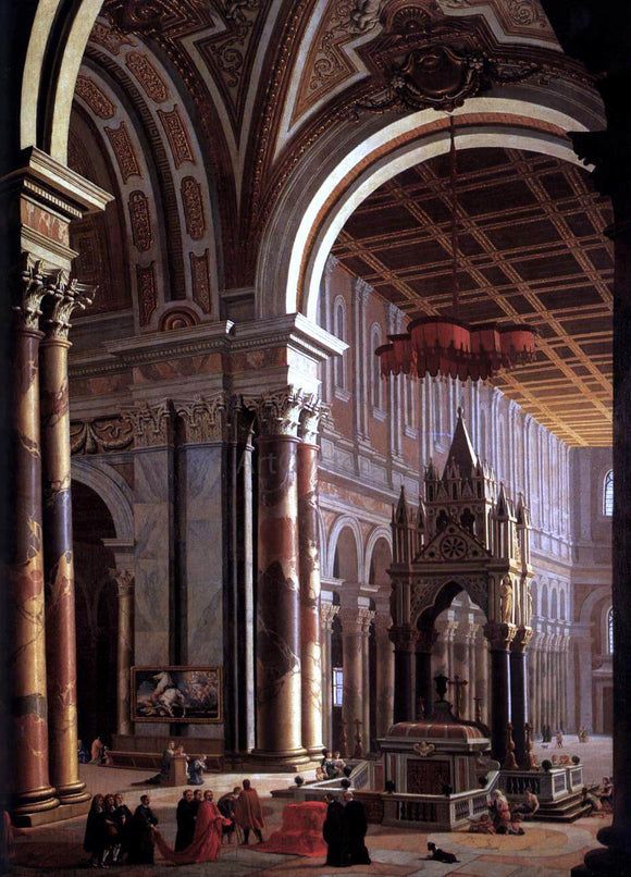  Pietro Francesco Garola Interior of the Basilica of San Paolo in Rome - Art Print