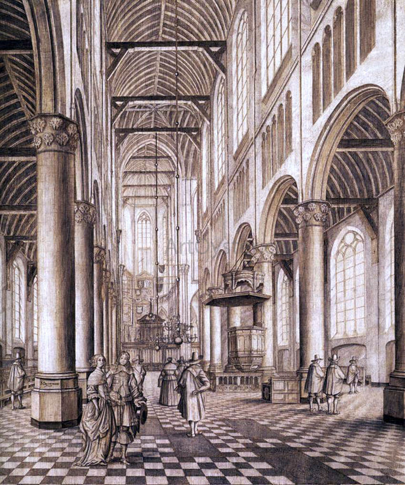  Johannes Coesermans Interior of the Nieuwe Kerk, Delft - Art Print
