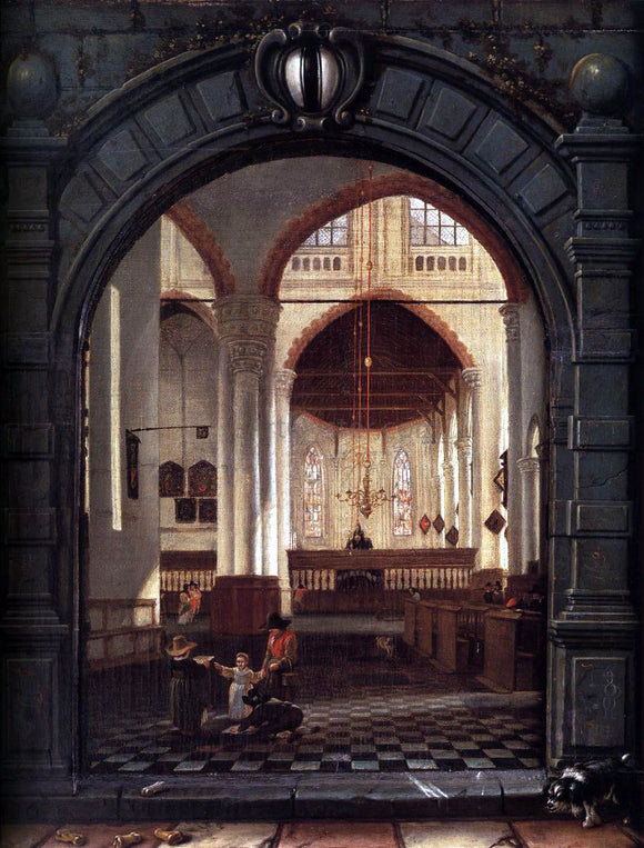  Louys Aernoutsz Elsevier Interior of the Oude Kerk, Delft, Seen Through a Stone Archway - Art Print